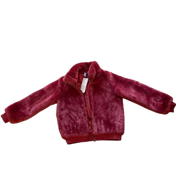 SWEATY BETTY: Model Faux Fur Bomber Jacket in Rust Red, Size Small, NEW WITH TAG - Picture 10 of 10